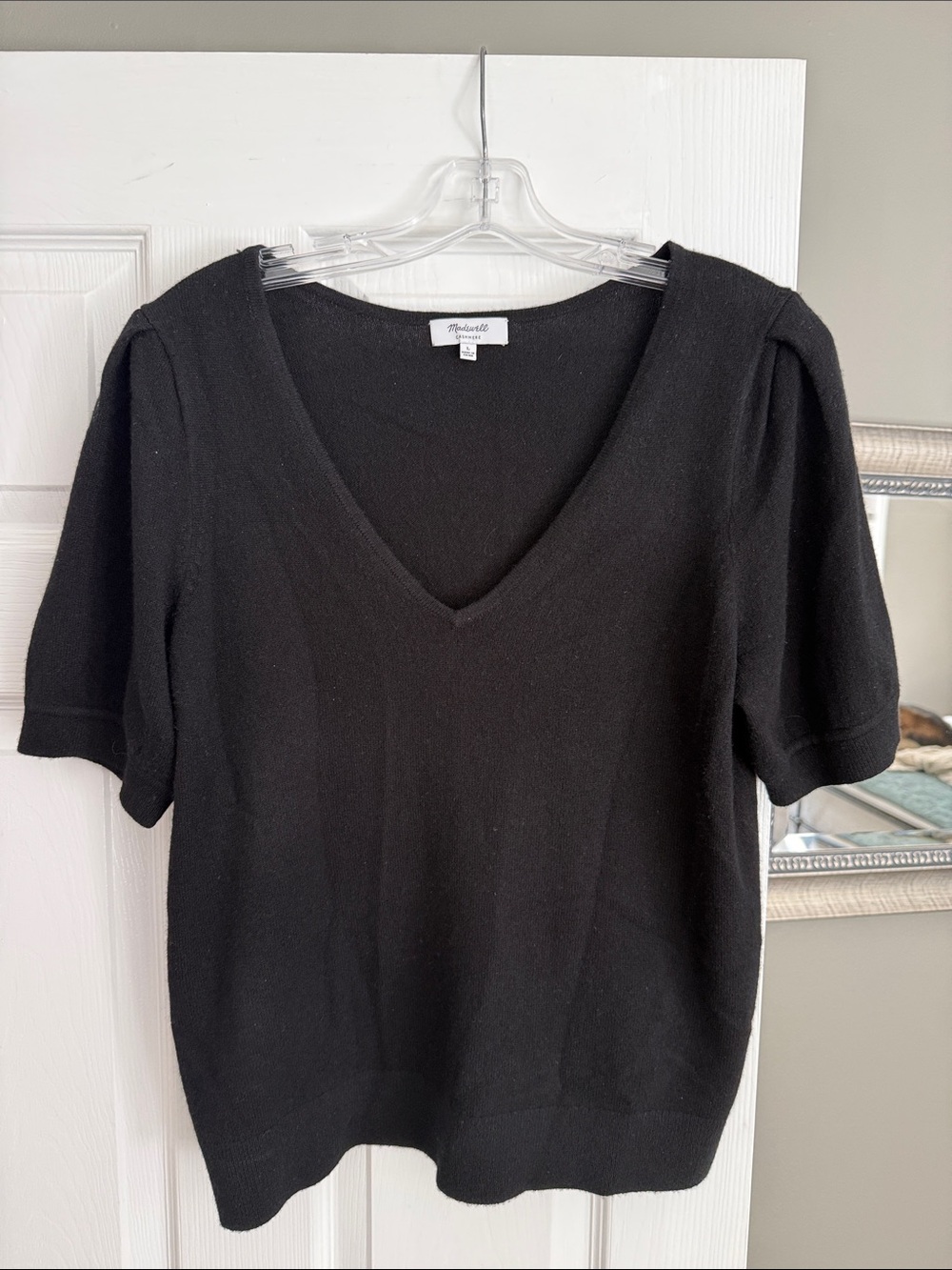 Madewell Black V-Neck Short Sleeve Knit Top
